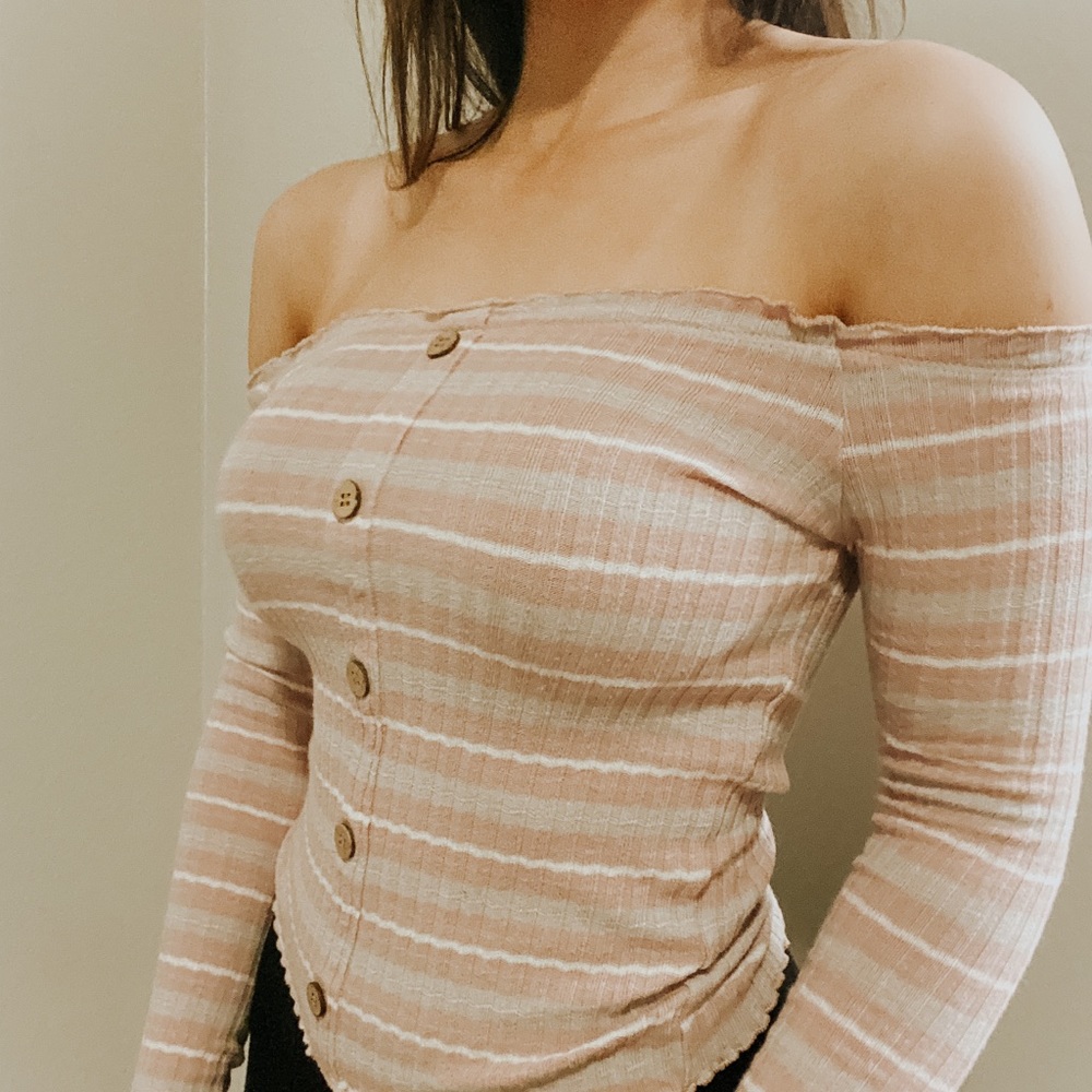 cute + cozy off-the-shoulder top